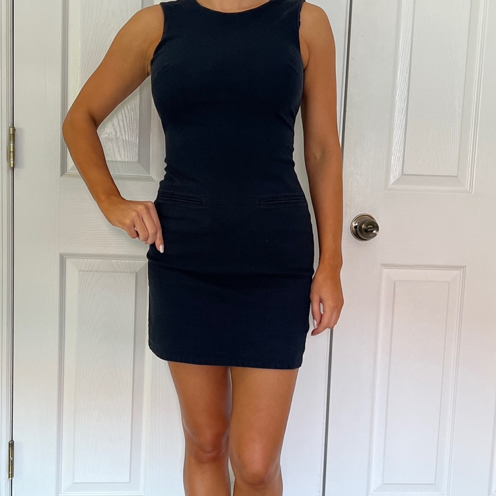 Theory Women's Textured Dress, Navy Blue Sleeveless, Sz. 2